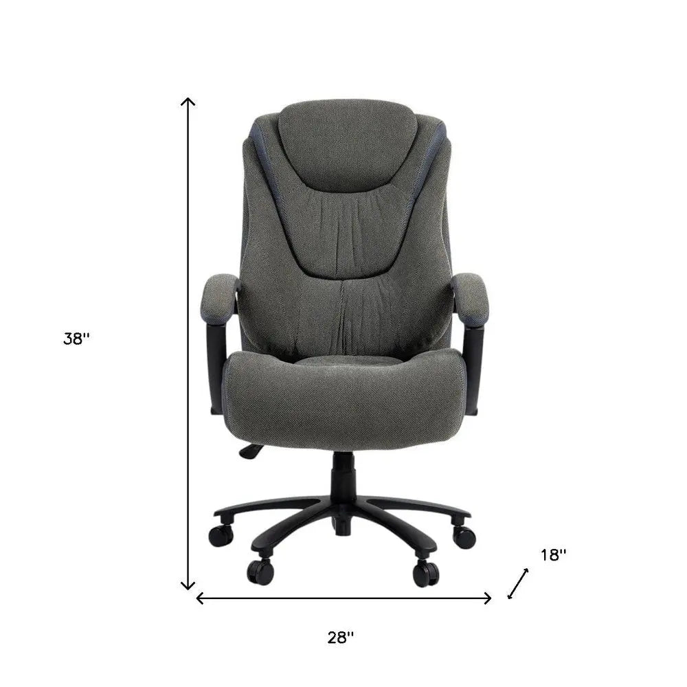 Set of Two Gray and Black Adjustable Height Swivel Rolling Executive Office Chair HomeRoots