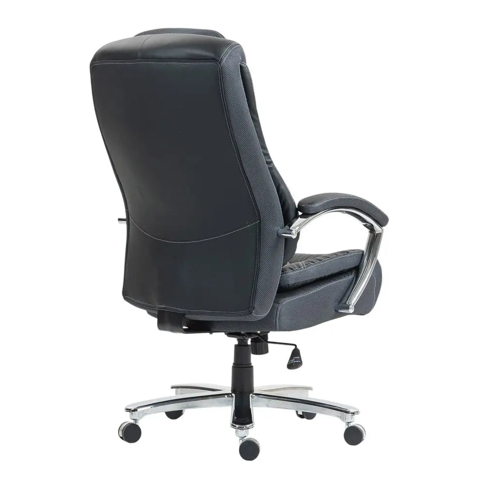 Set of Two Black and Silver Adjustable Height Swivel Rolling Executive Office Chairs HomeRoots