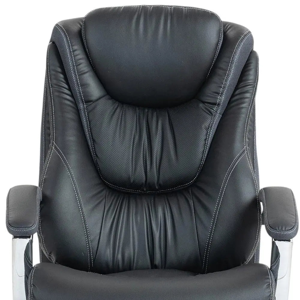 Set of Two Black and Silver Adjustable Height Swivel Rolling Executive Office Chairs HomeRoots