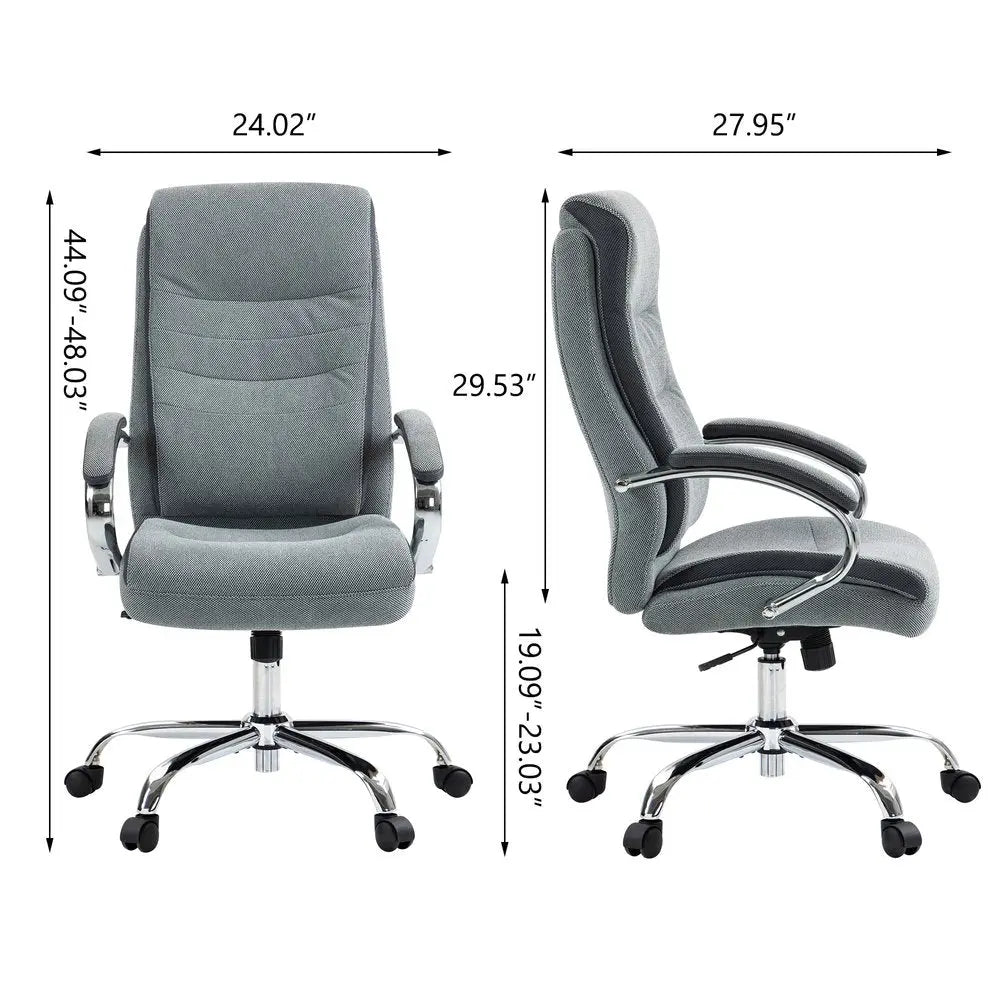 Gray and Silver Adjustable Height Swivel Rolling Executive Office Chair HomeRoots