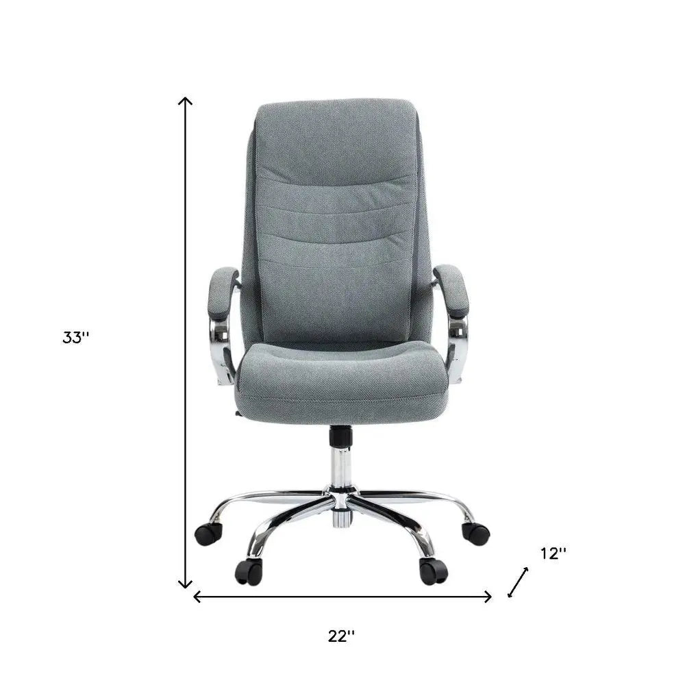 Gray and Silver Adjustable Height Swivel Rolling Executive Office Chair HomeRoots