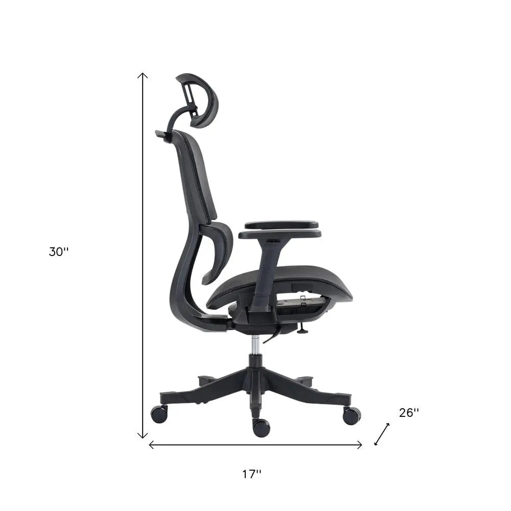 Set of Two Black Adjustable Height Swivel Rolling Office Chair HomeRoots
