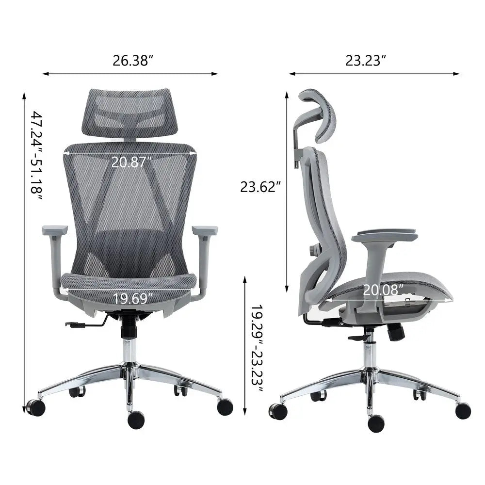 Gray and Silver Adjustable Height Swivel Rolling Office Chair HomeRoots