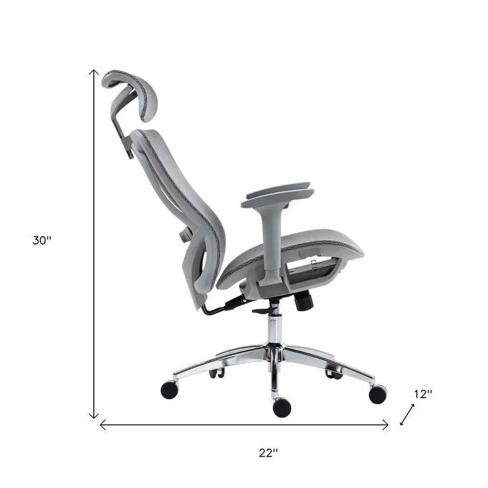 Gray and Silver Adjustable Height Swivel Rolling Office Chair HomeRoots