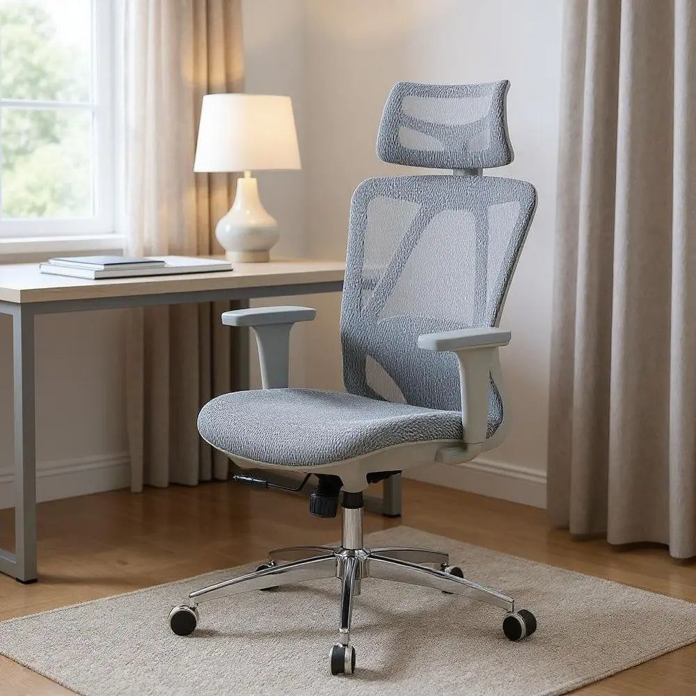 Gray and Silver Adjustable Height Swivel Rolling Office Chair HomeRoots