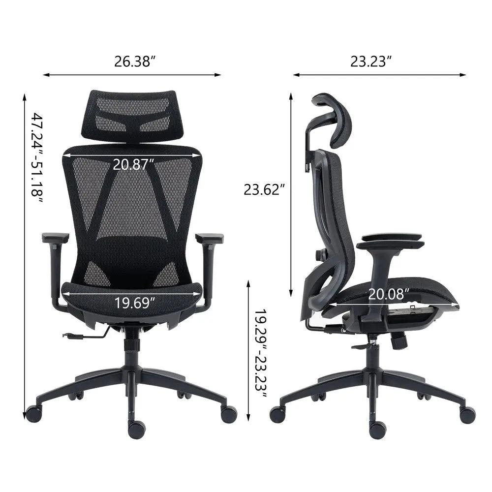 Black Adjustable Height Swivel Rolling Office Chair HomeRoots