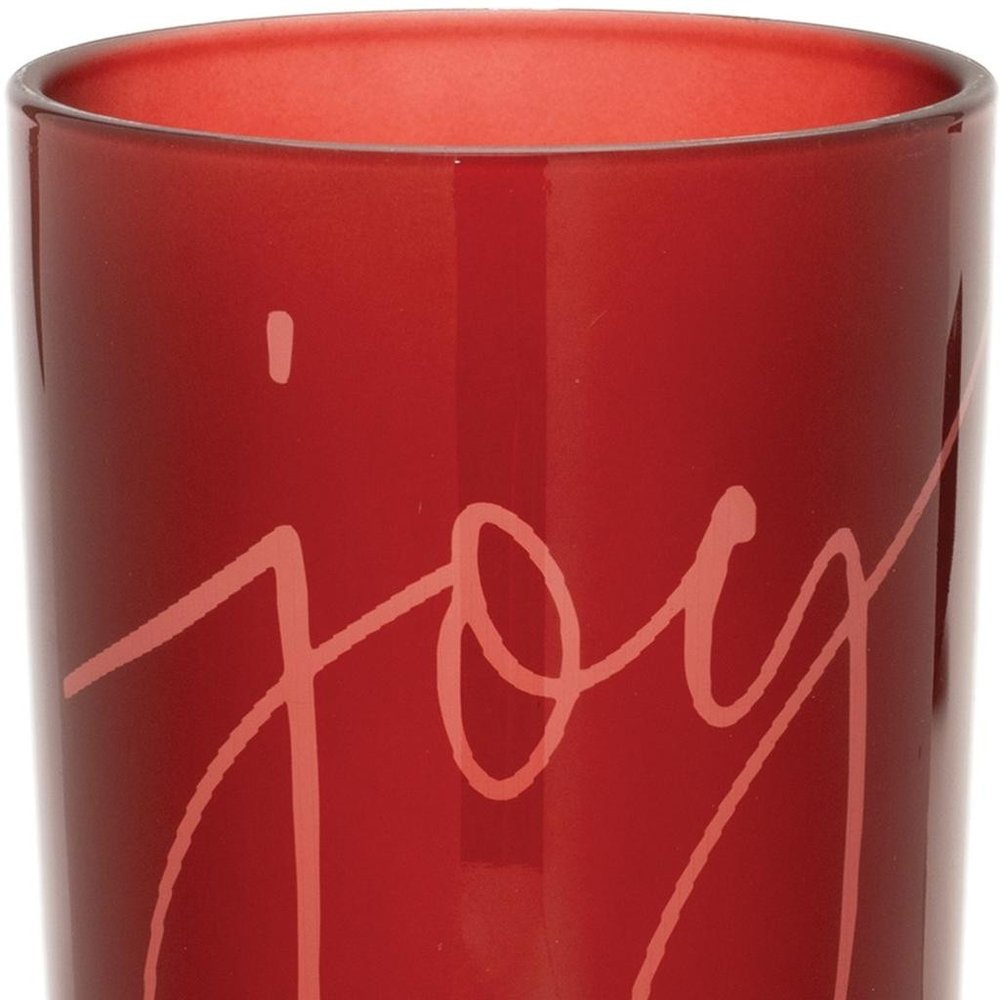 Juego de dos portavelas votivas de mesa de cristal con forma de copo de nieve rojo