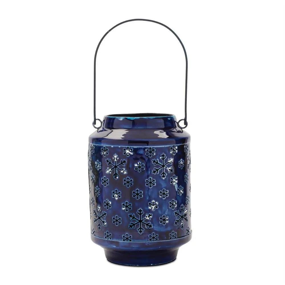 10" Blue Abstract Iron Tabletop Pillar Candle Holder HomeRoots