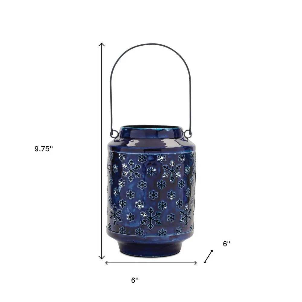 10" Blue Abstract Iron Tabletop Pillar Candle Holder HomeRoots
