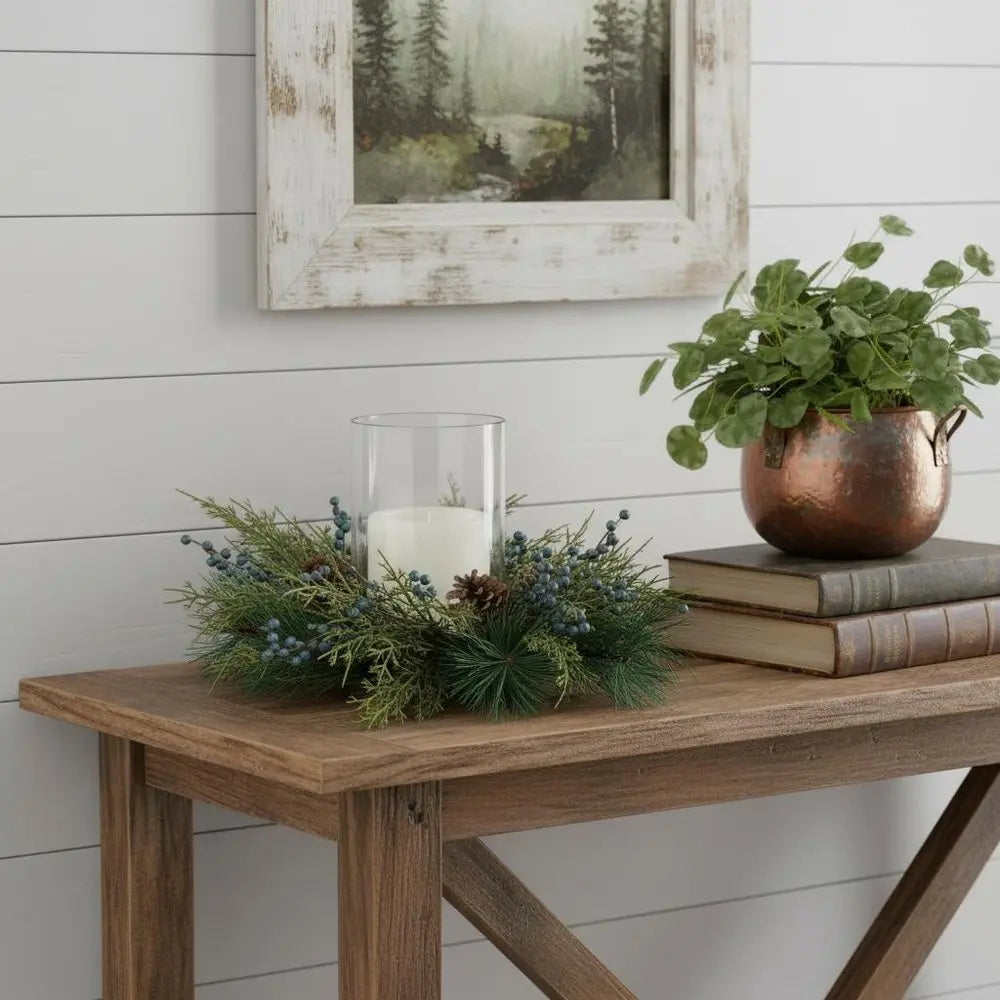 8" Blue And Green Abstract Plastic Tabletop Pillar Candle Holder HomeRoots