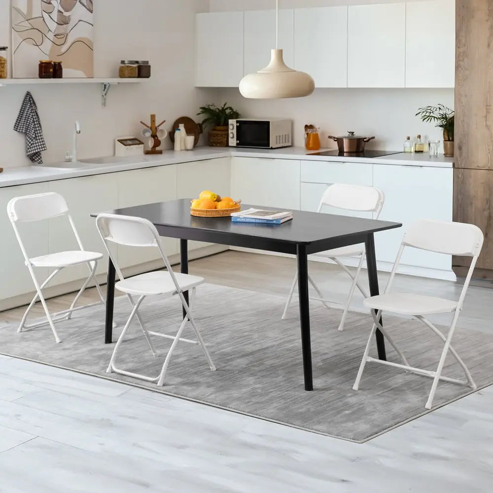 Set of Four White Metal Outdoor Folding Stacking Dining Chairs - NOVA HOME FURNITURE