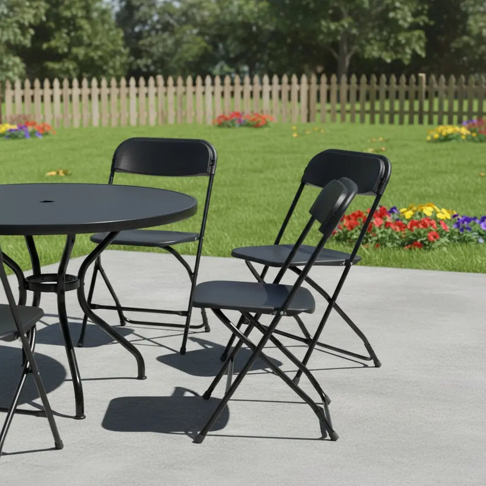 Set of Four Black Metal Outdoor Folding Stacking Dining Chairs - NOVA HOME FURNITURE