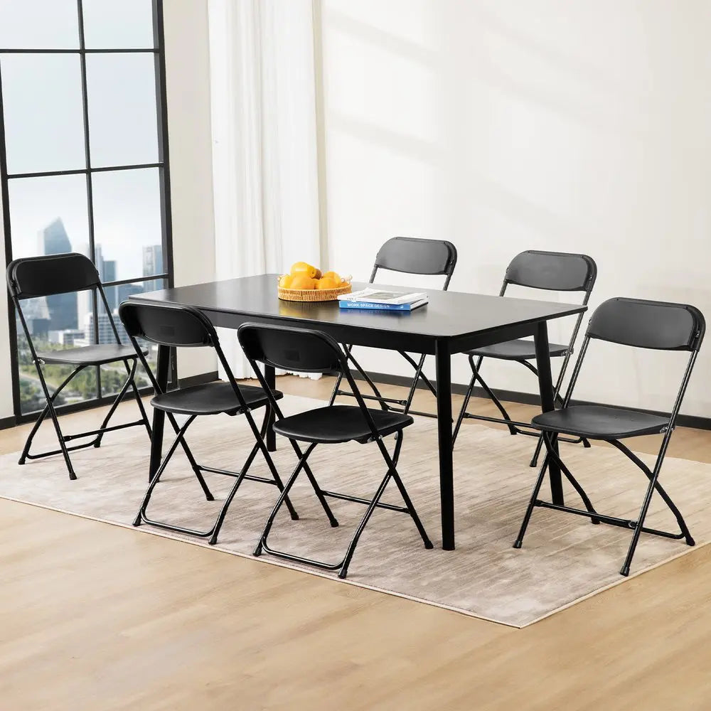 Set of Four Black Metal Outdoor Folding Stacking Dining Chairs - NOVA HOME FURNITURE