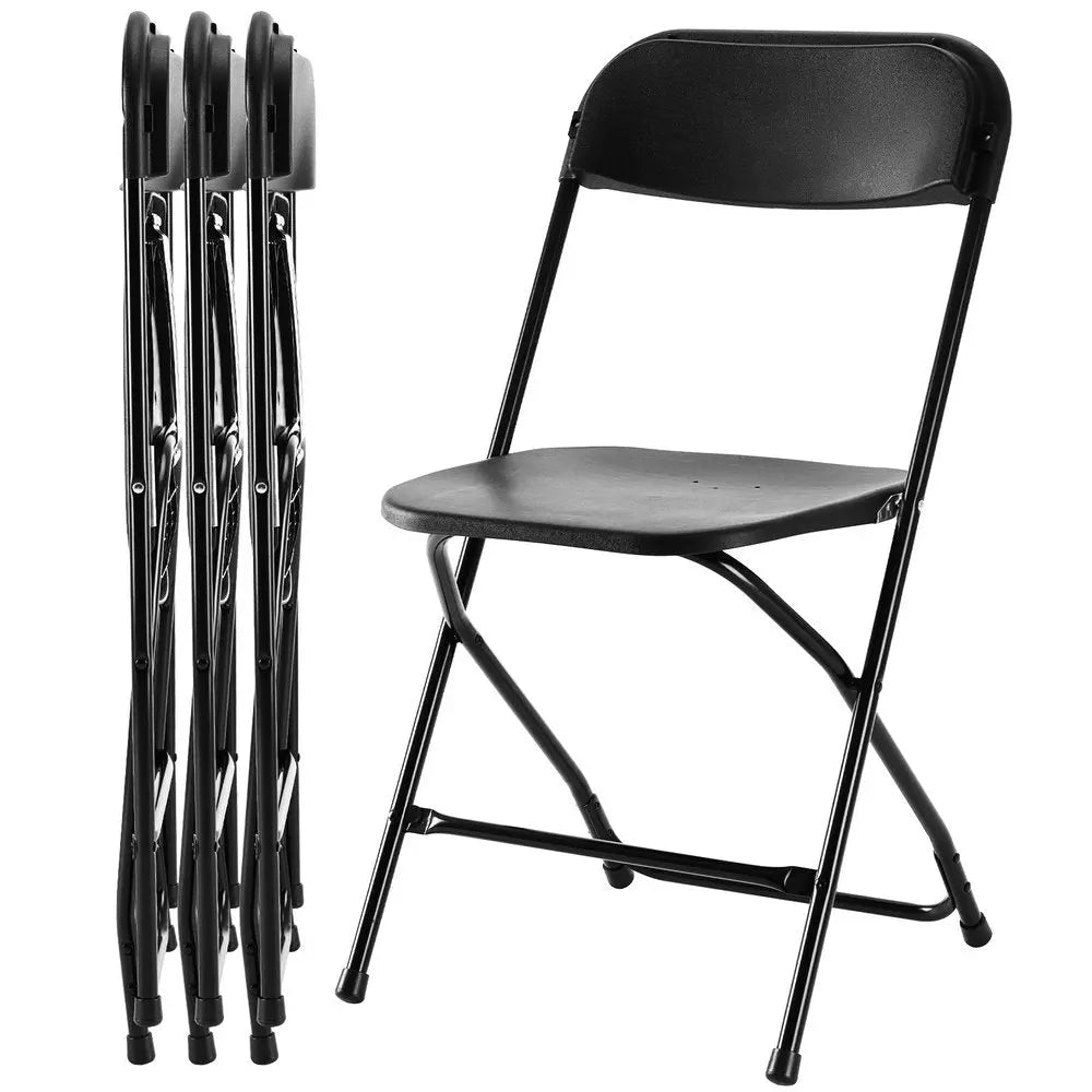 Set of Four Black Metal Outdoor Folding Stacking Dining Chairs - NOVA HOME FURNITURE