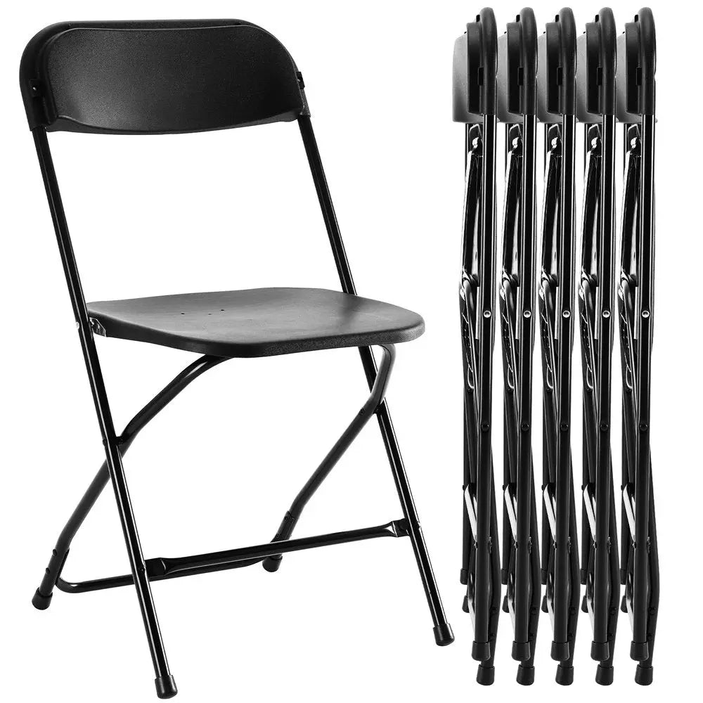 Set of Six Black Metal Outdoor Folding Stacking Dining Chairs - NOVA HOME FURNITURE