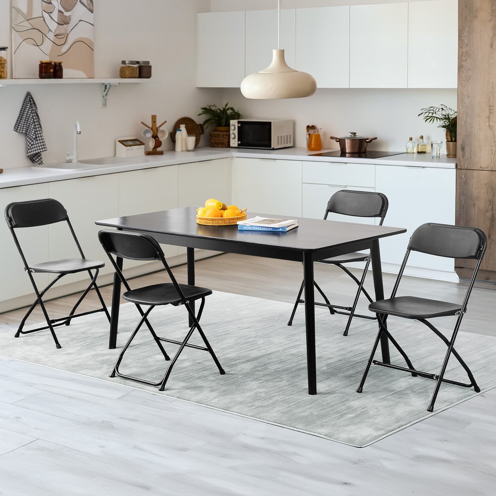 Set of Six Black Metal Outdoor Folding Stacking Dining Chairs - NOVA HOME FURNITURE