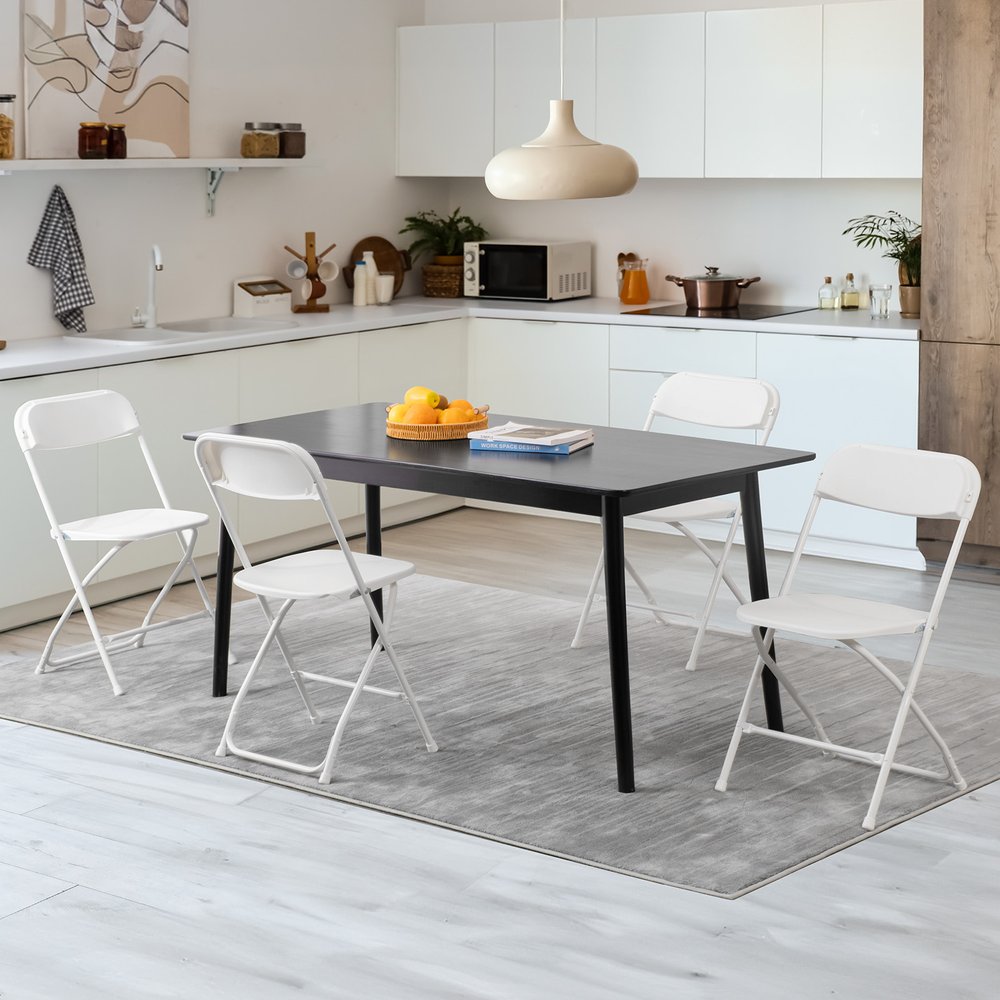 Set of Six White Metal Outdoor Folding Stacking Dining Chairs - NOVA HOME FURNITURE