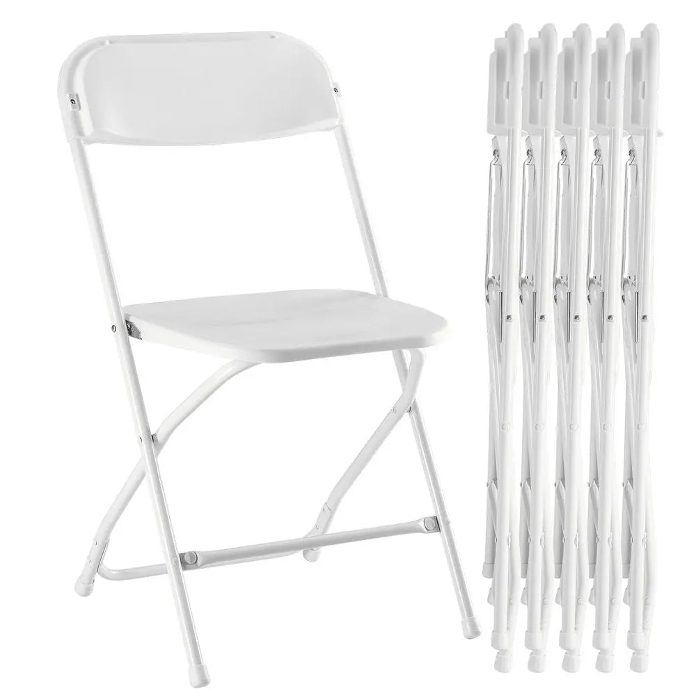 Set of Six White Metal Outdoor Folding Stacking Dining Chairs - NOVA HOME FURNITURE