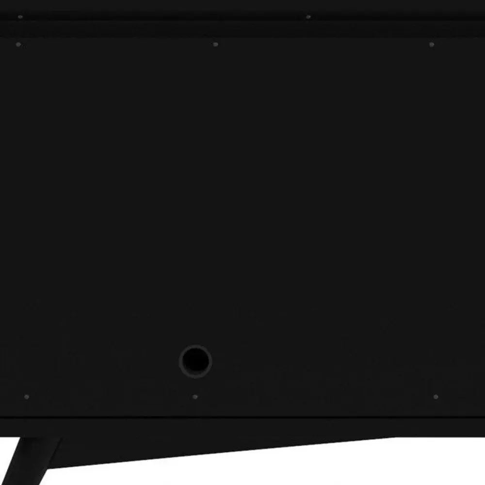 64" Black Mahogany Solid Wood Enclosed and Open Storage TV Stand HomeRoots