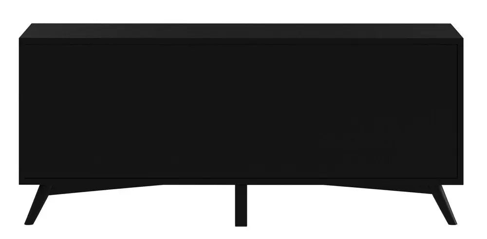 64" Black Mahogany Solid Wood Enclosed and Open Storage TV Stand HomeRoots