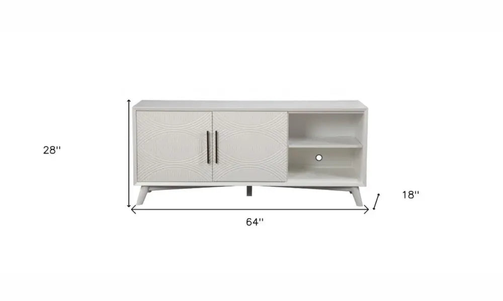 64" White Pine Solid Wood Open Shelving TV Stand - NOVA HOME FURNITURE