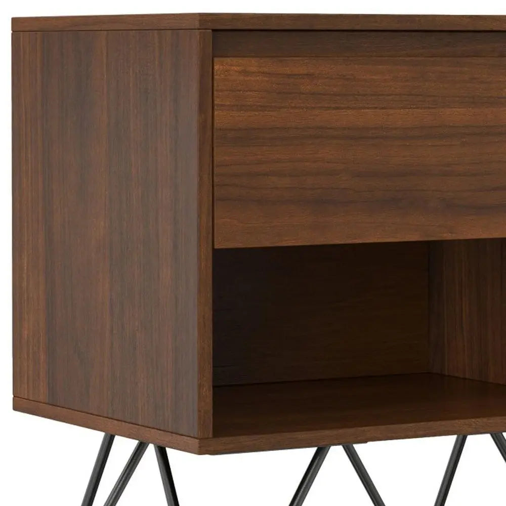 24" Walnut Solid Wood Two Drawer Nightstand HomeRoots