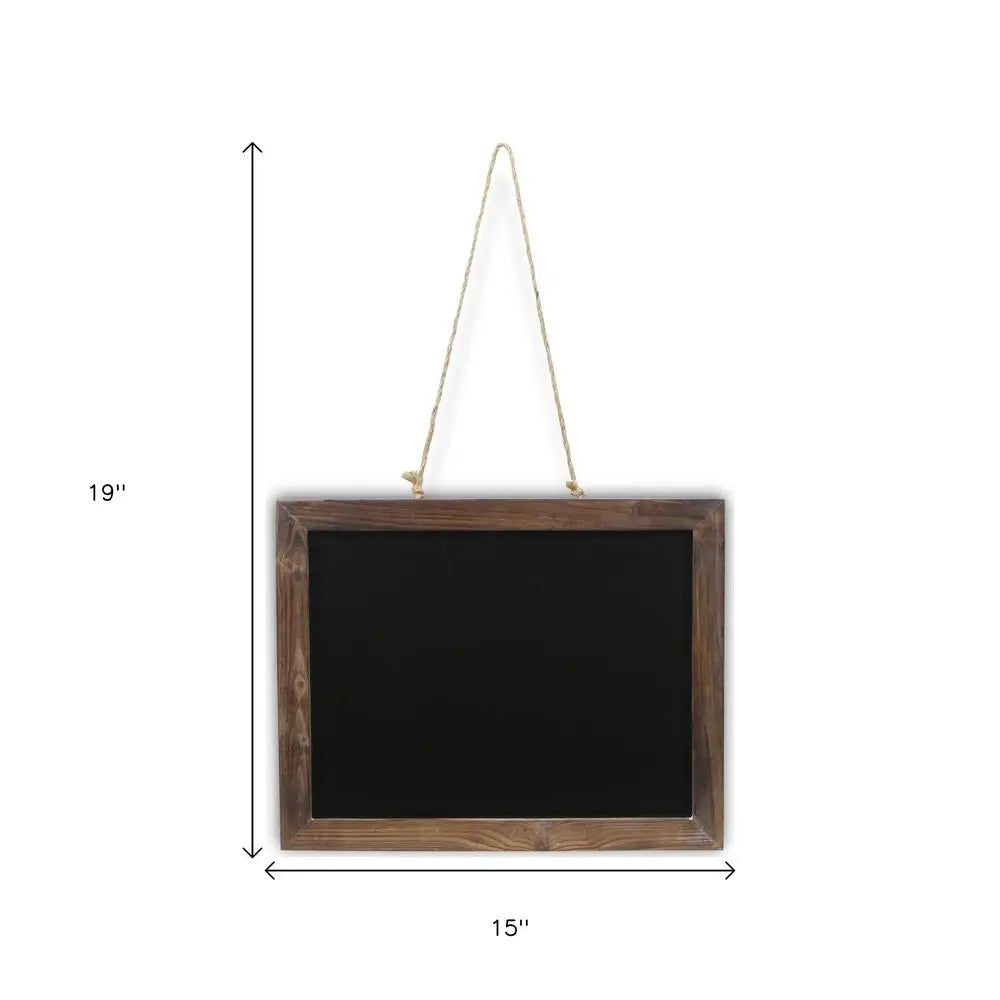 15" X 19" Brown Wood Hanging Chalkboard HomeRoots