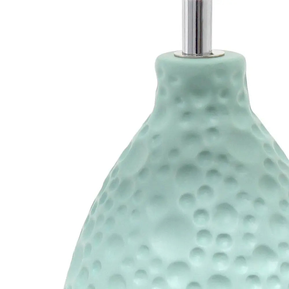 14" Blue Ceramic Round Table Lamp With White Drum Shade HomeRoots