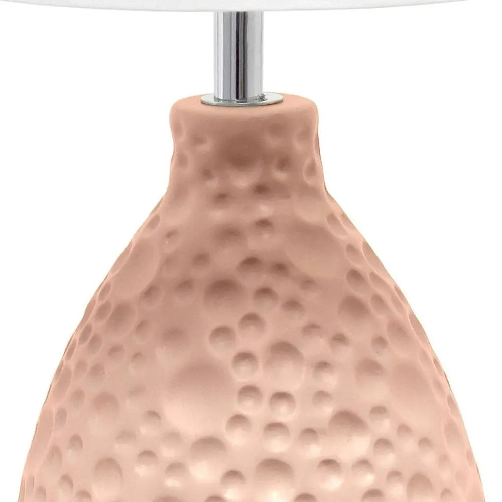 14" Pink Ceramic Round Table Lamp With White Drum Shade HomeRoots