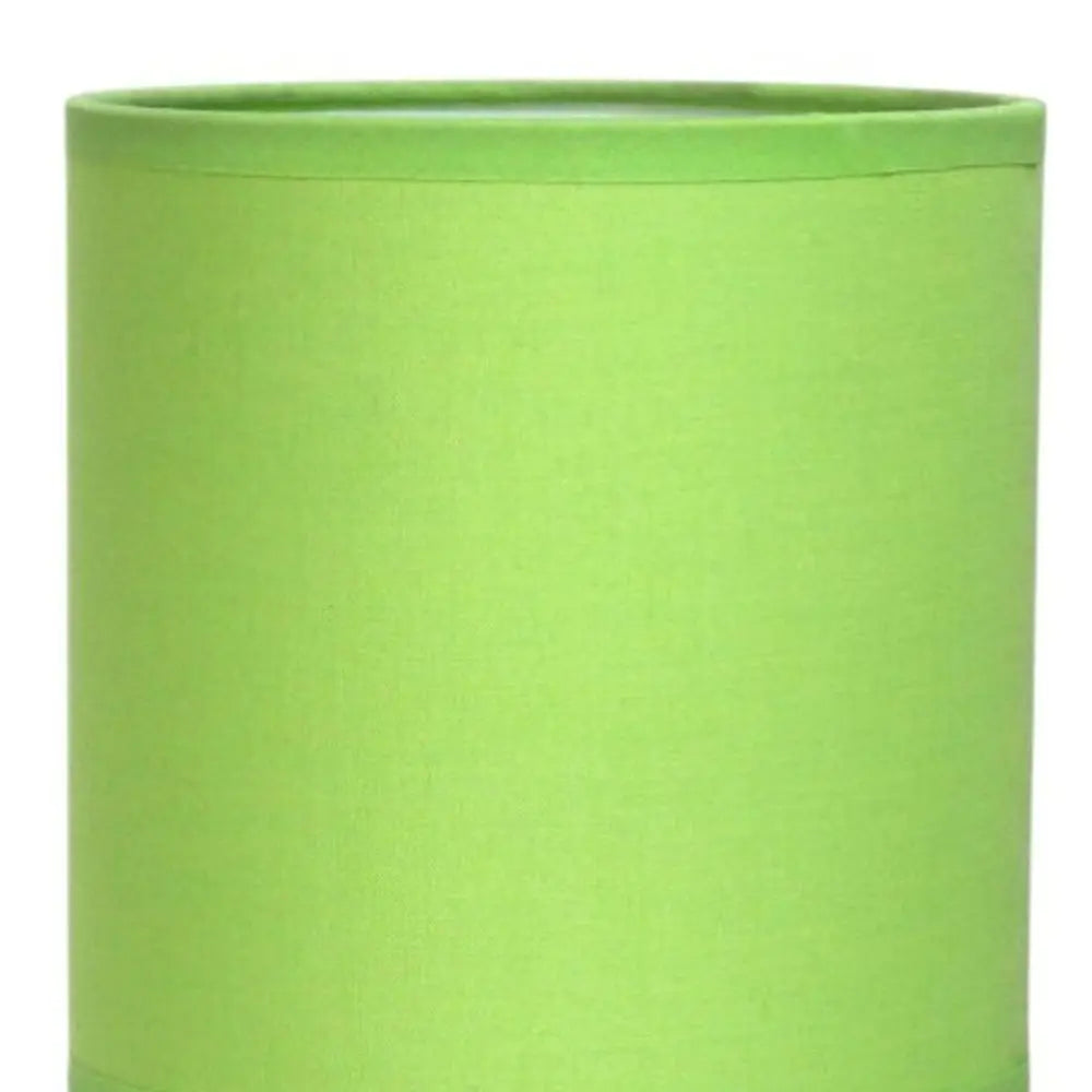 Set of Two 12" Silver Metal Table Lamp With Green Drum Shade HomeRoots