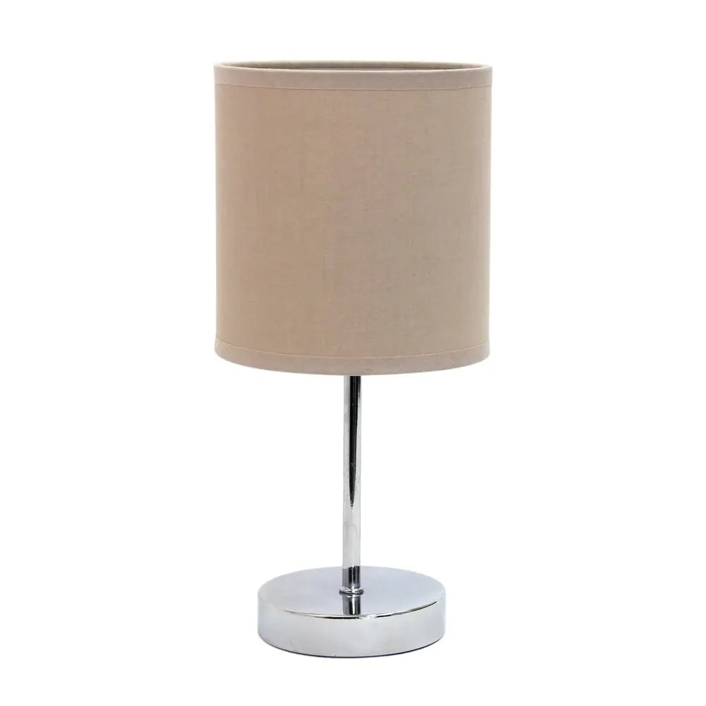 Set of Two 12" Silver Metal Table Lamp With Gray Drum Shade HomeRoots