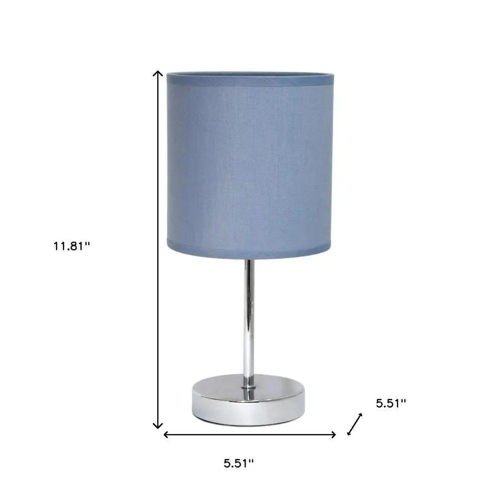 Set of Two 12" Silver Metal Table Lamp With Purple Drum Shade HomeRoots