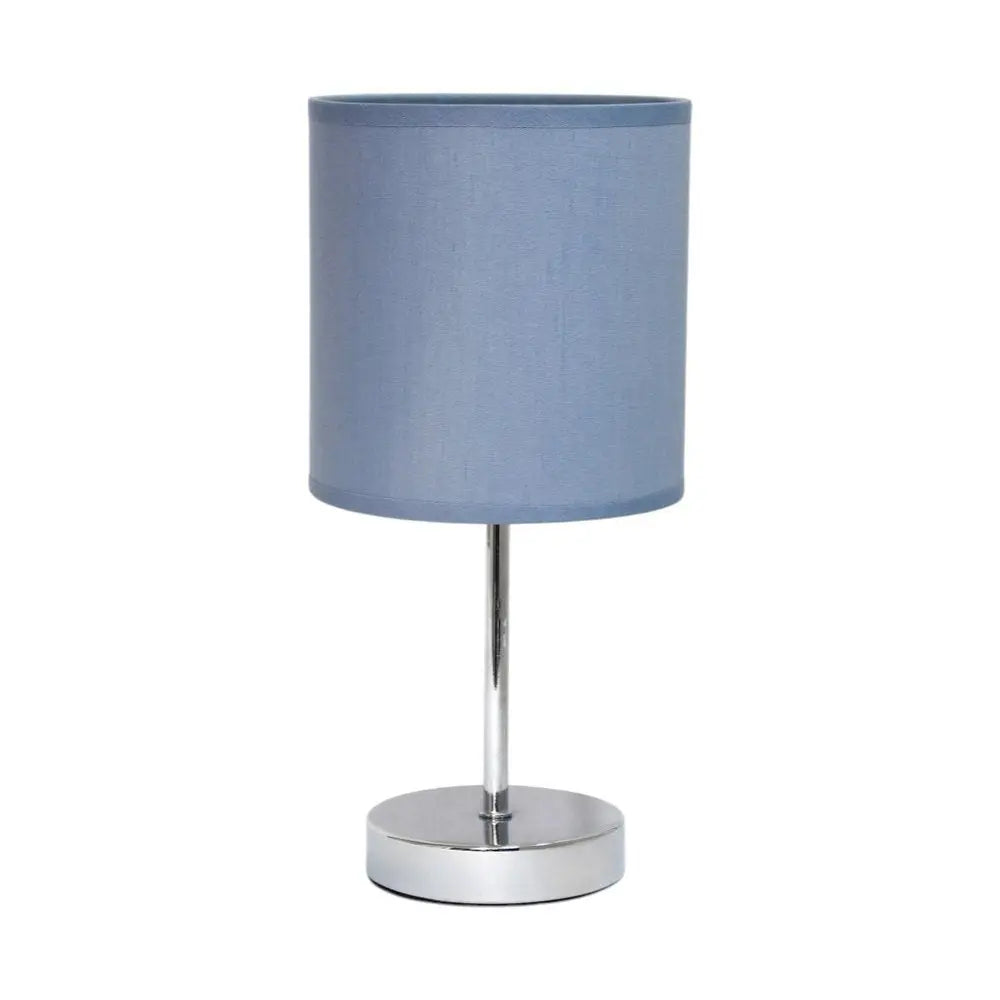 12" Silver Metal Table Lamp LED With Purple Drum Shade HomeRoots