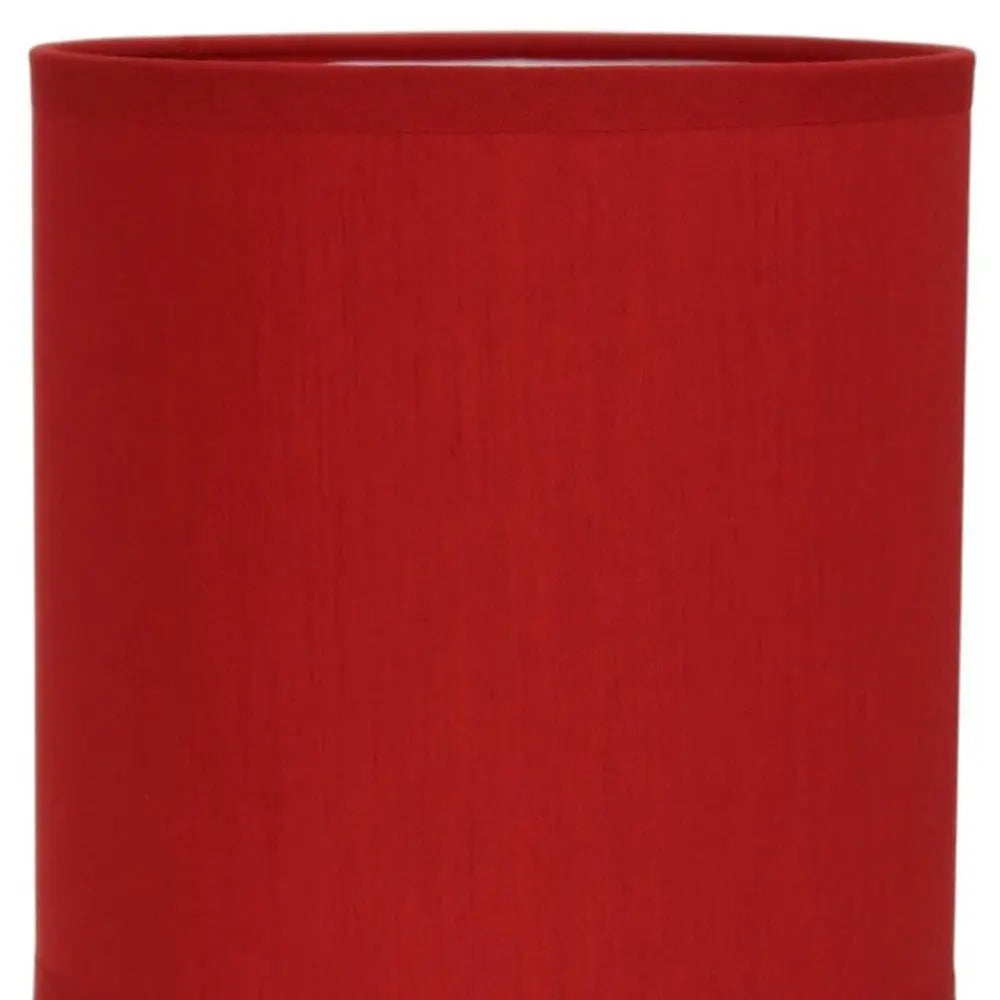 Set of Two 12" Silver Metal Table Lamp With Red Drum Shade HomeRoots