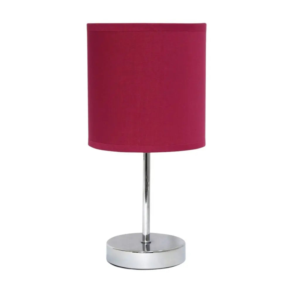 Set of Two 12" Silver Metal Table Lamp With Wine Drum Shade HomeRoots