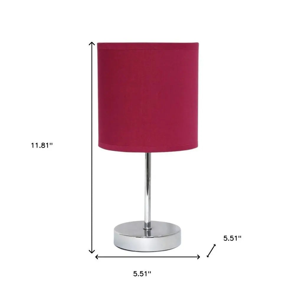 Set of Two 12" Silver Metal Table Lamp With Wine Drum Shade HomeRoots