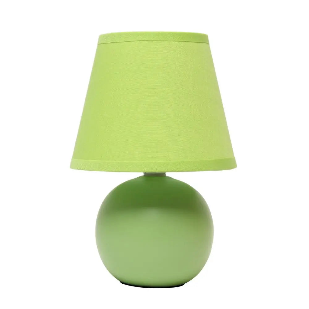 9" Green Ceramic Round Table Lamp With Green Drum Shade HomeRoots
