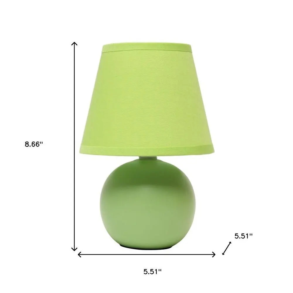 9" Green Ceramic Round Table Lamp With Green Drum Shade HomeRoots