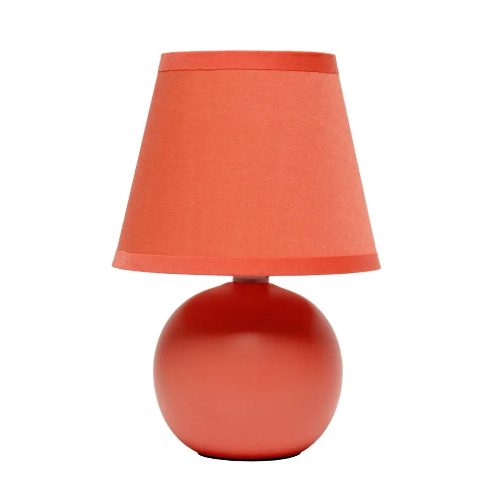 9" Orange Ceramic Round Table Lamp With Orange Drum Shade HomeRoots