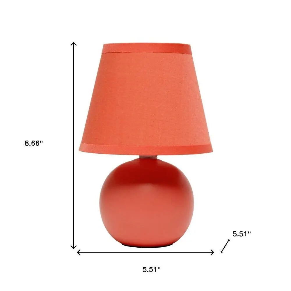 9" Orange Ceramic Round Table Lamp With Orange Drum Shade HomeRoots