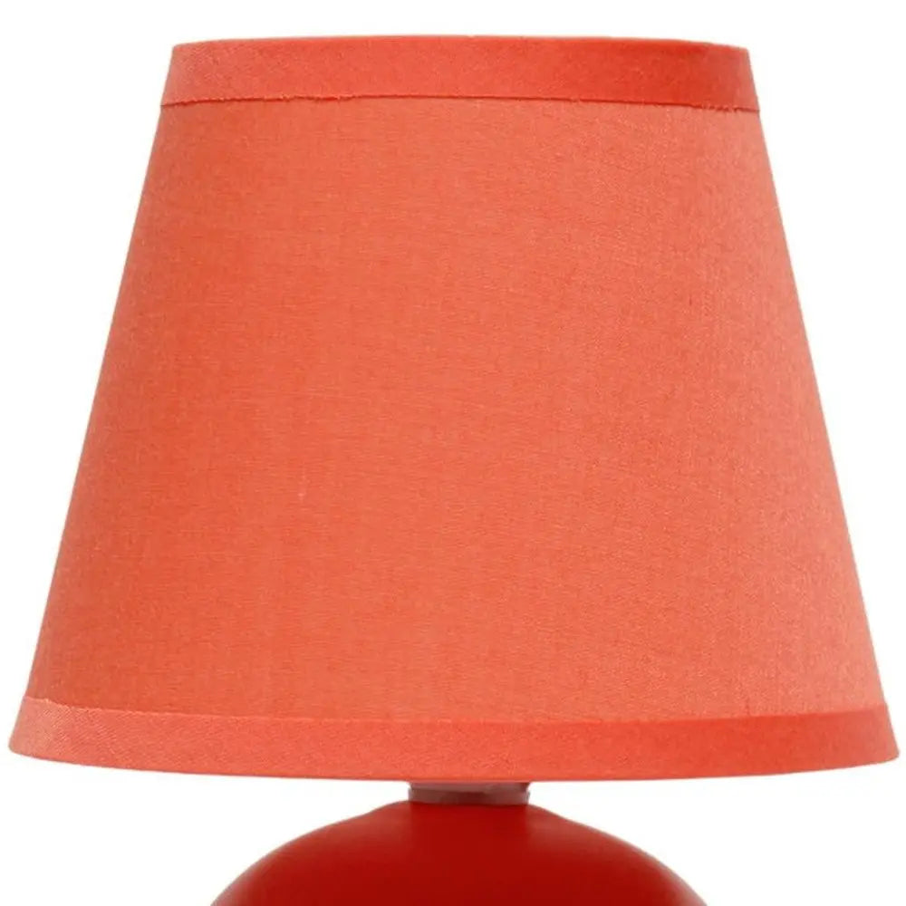 9" Orange Ceramic Round Table Lamp With Orange Drum Shade HomeRoots