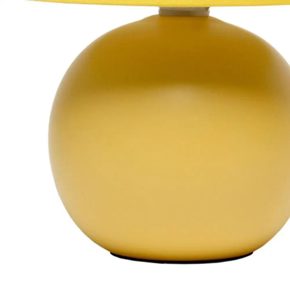 9" Yellow Ceramic Round Table Lamp With Yellow Drum Shade HomeRoots