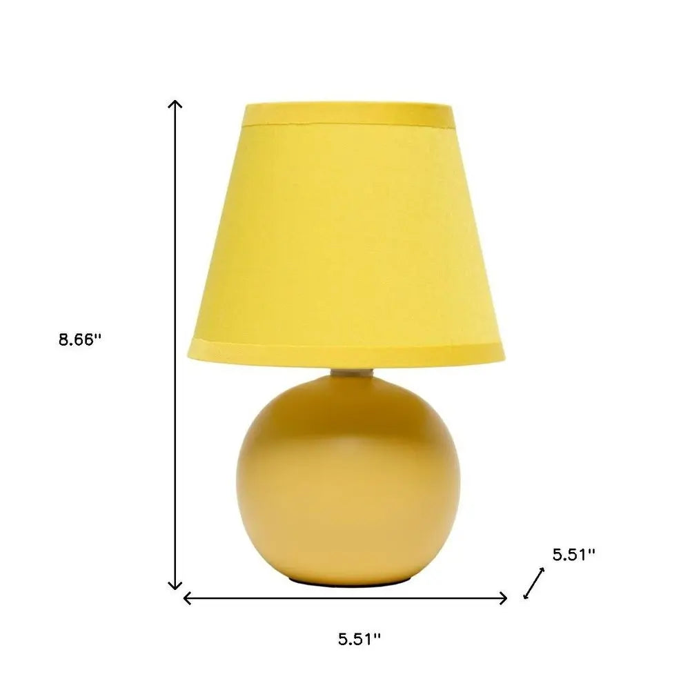 9" Yellow Ceramic Round Table Lamp With Yellow Drum Shade HomeRoots