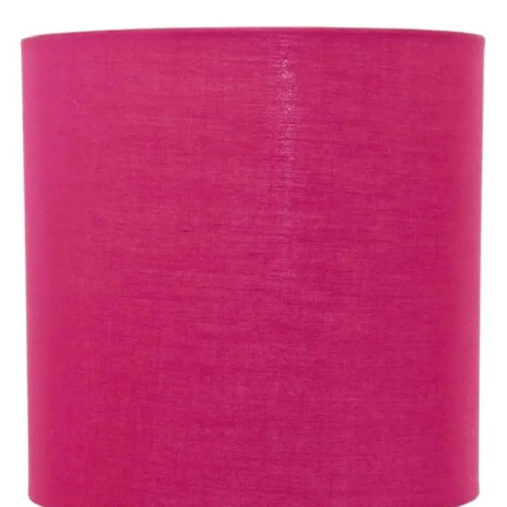 20" Silver Metal Table Lamp LED With Pink Drum Shade HomeRoots