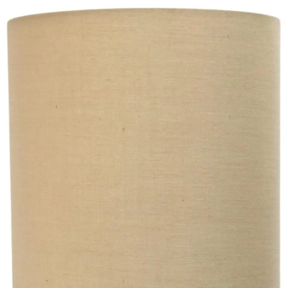 20" Silver Metal Table Lamp LED With Tan Drum Shade HomeRoots