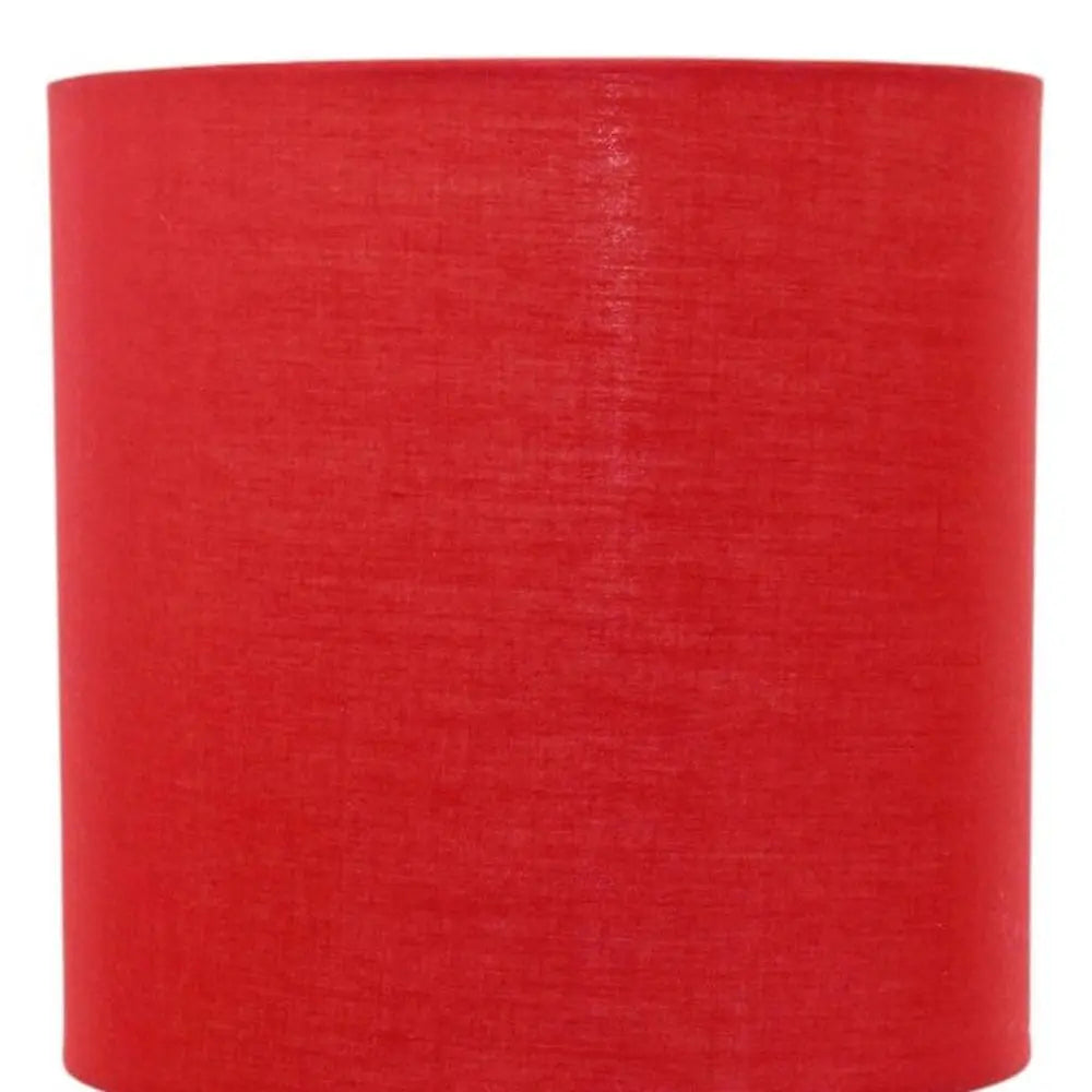 20" Silver Metal USB Table Lamp LED With Red Drum Shade HomeRoots