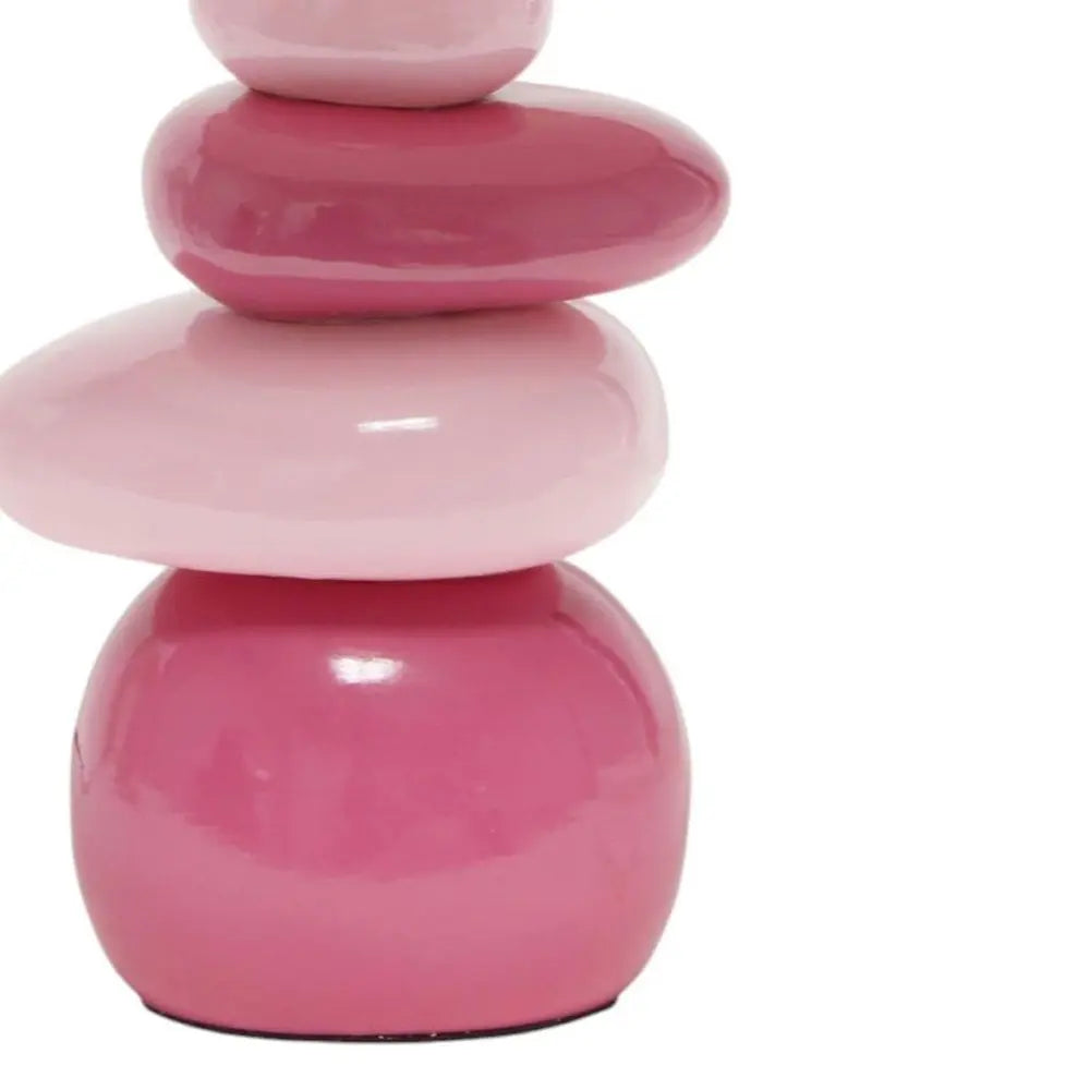 18" Dark Pink And Light Pink Ceramic Novelty Table Lamp LED With Dark Pink And Light Pink Empire Shade HomeRoots