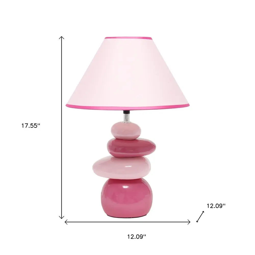 18" Dark Pink And Light Pink Ceramic Novelty Table Lamp LED With Dark Pink And Light Pink Empire Shade HomeRoots