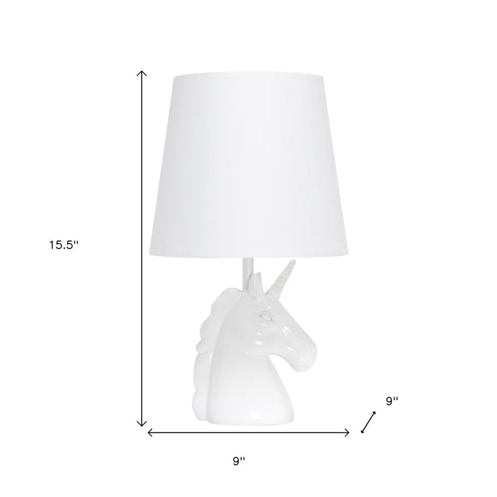 16" White Novelty Table Lamp With White Drum Shade HomeRoots