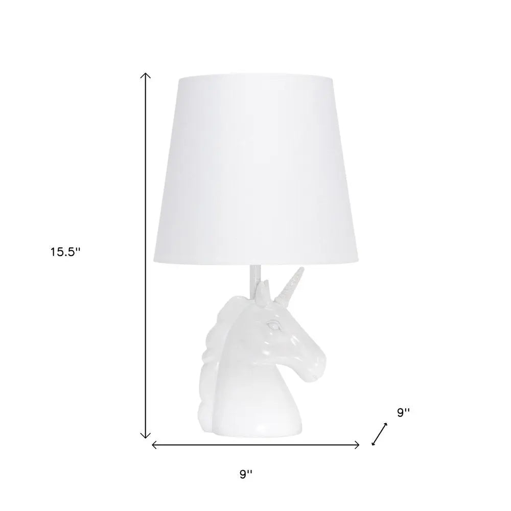 16" White Novelty Table Lamp LED With White Drum Shade HomeRoots